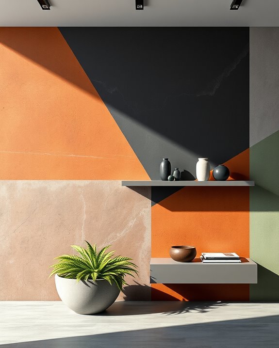 vibrant colored concrete accents