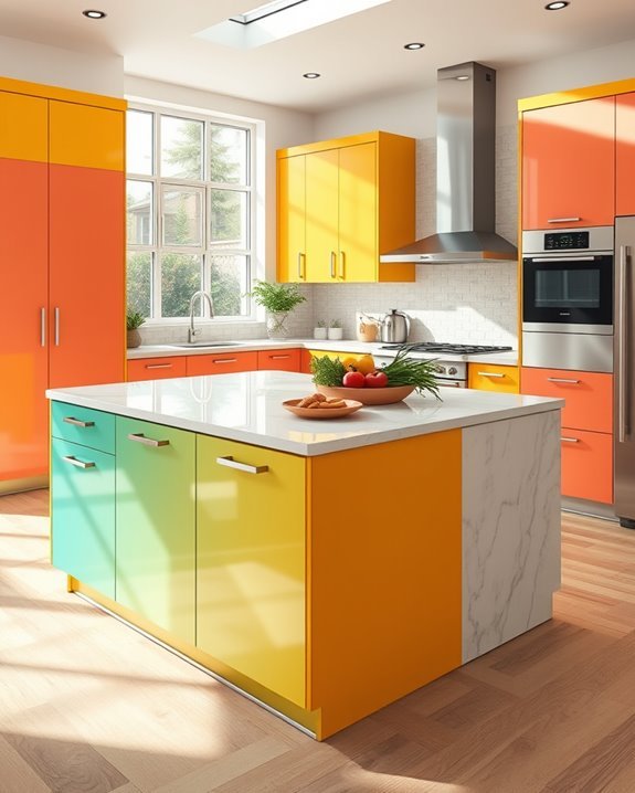 vibrant colorful kitchen cabinetry