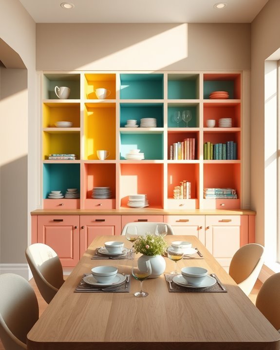 vibrant colorful shelf designs