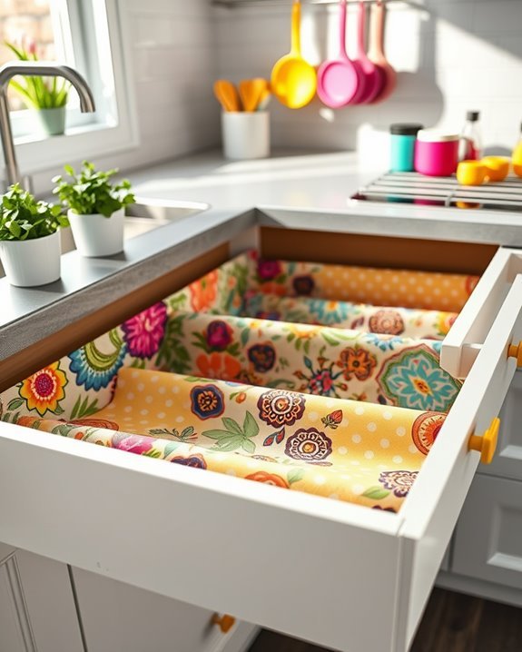 vibrant drawer liner designs