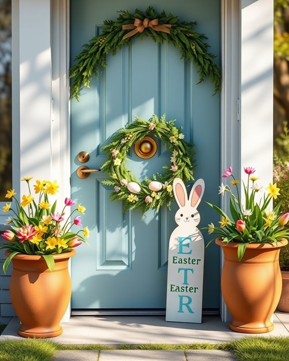vibrant easter door decorations
