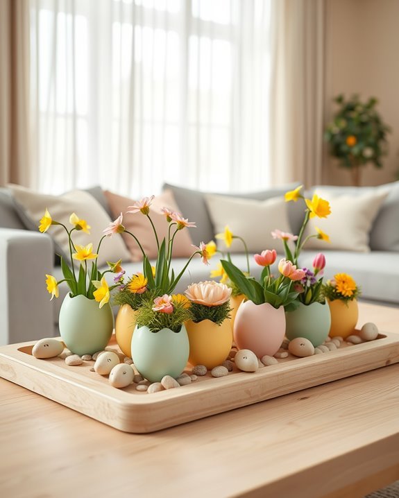 vibrant eggshell flower planters