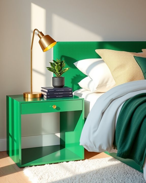 vibrant emerald green nightstand