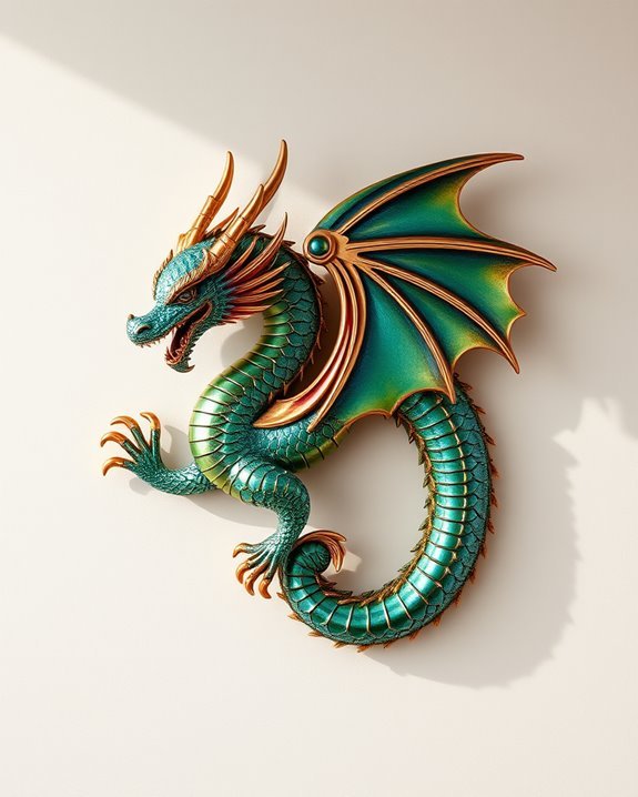 vibrant enamel dragon art