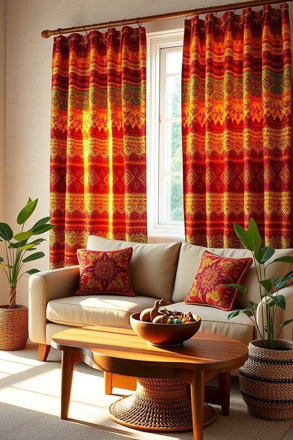 vibrant ethnic print curtains
