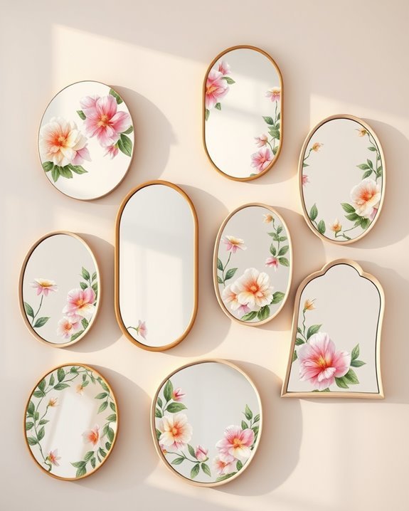 vibrant floral art mirrors