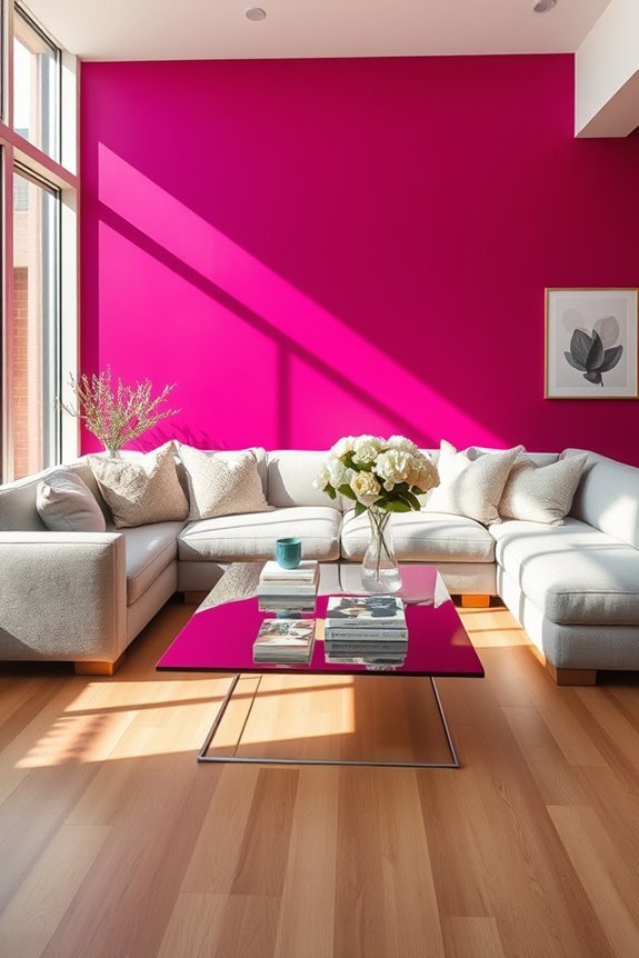 vibrant fuchsia interior accents