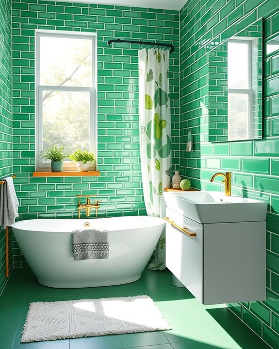 vibrant green playful bathroom