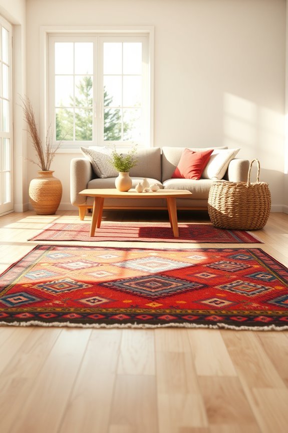 vibrant kilims enhance decor