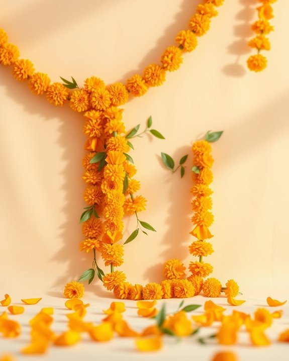 vibrant marigold flower garlands
