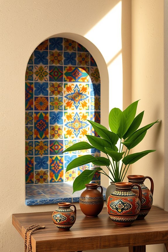 vibrant mosaic tile accents