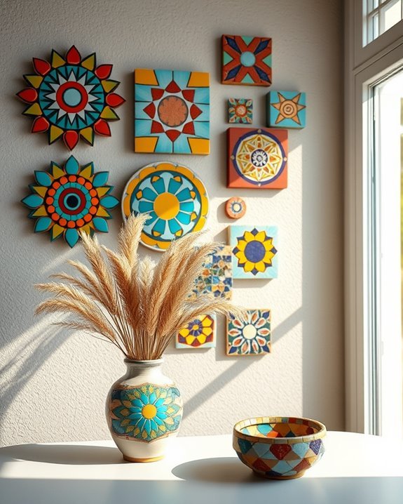 vibrant mosaic wall art