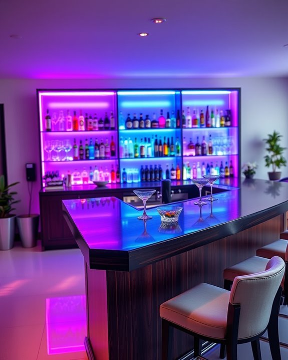 vibrant neon bar atmosphere