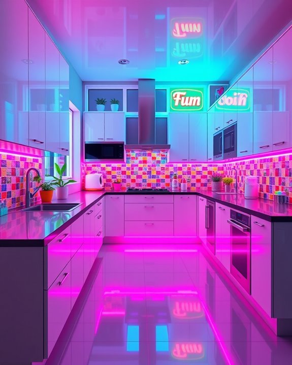 vibrant neon kitchen atmosphere