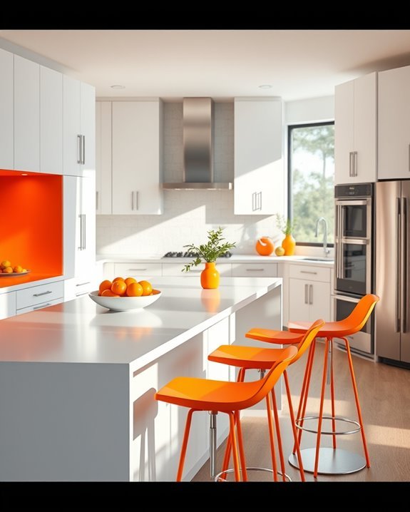 vibrant orange kitchen accents