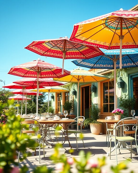 vibrant outdoor caf umbrellas