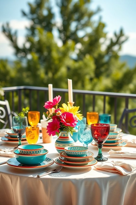 vibrant outdoor dining accents
