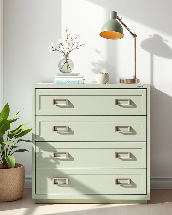 vibrant painted file cabinet