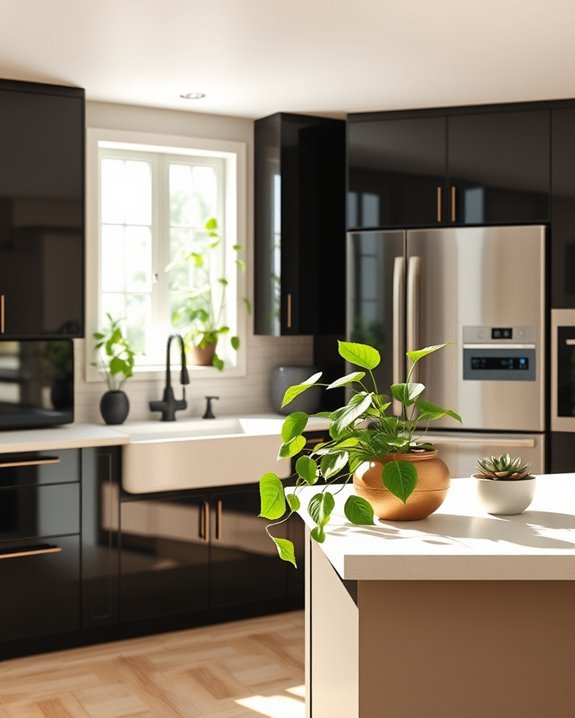vibrant plants enhance kitchen