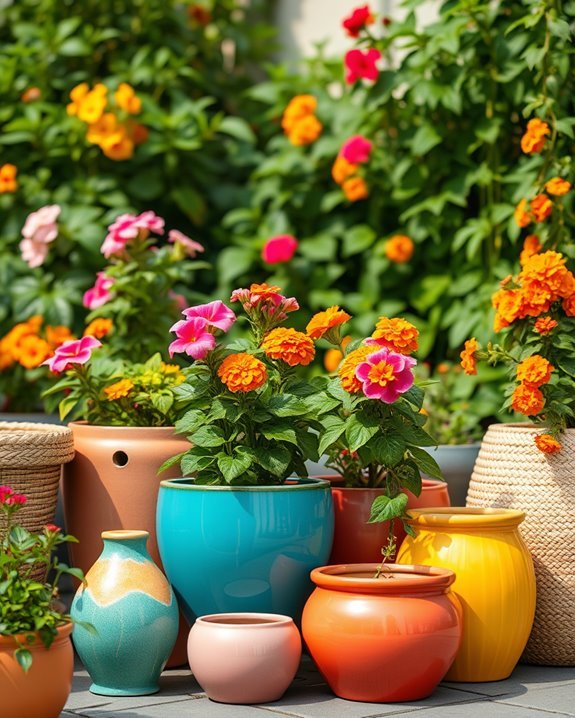 vibrant pots enhance outdoor beauty