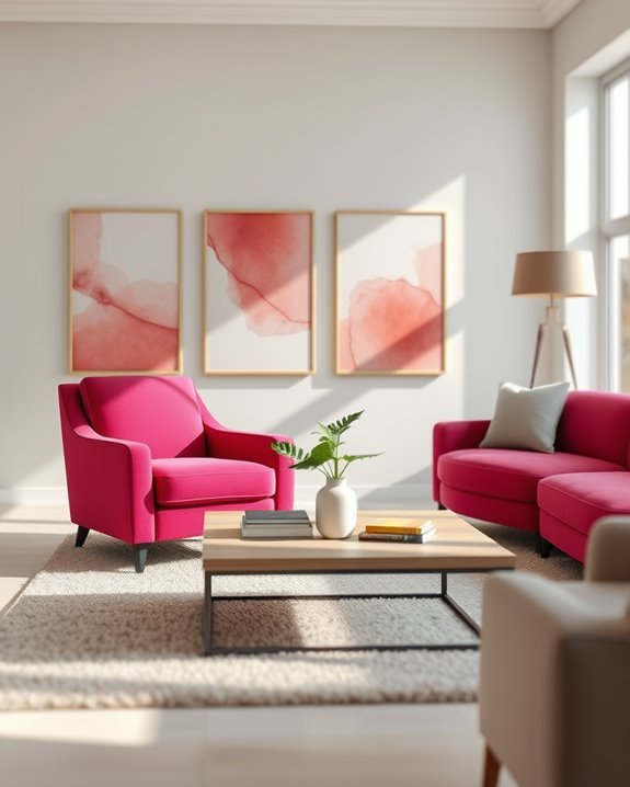 vibrant raspberry furniture accents