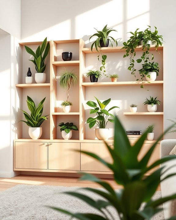 vibrant shelf plant arrangement