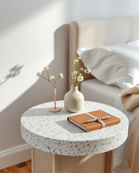 vibrant terrazzo bedside table