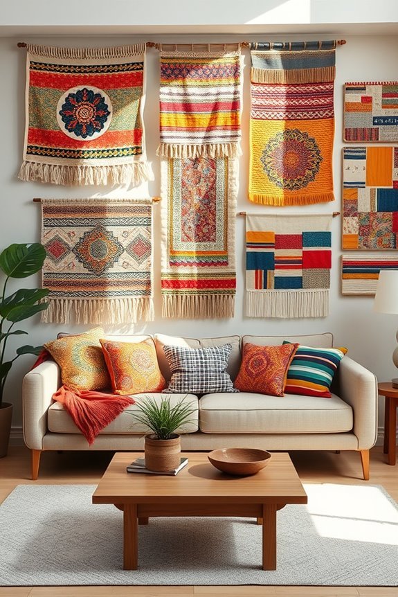 vibrant textile wall art