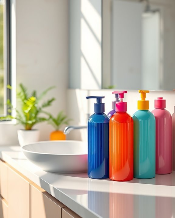 vibrant toiletries enhance decor