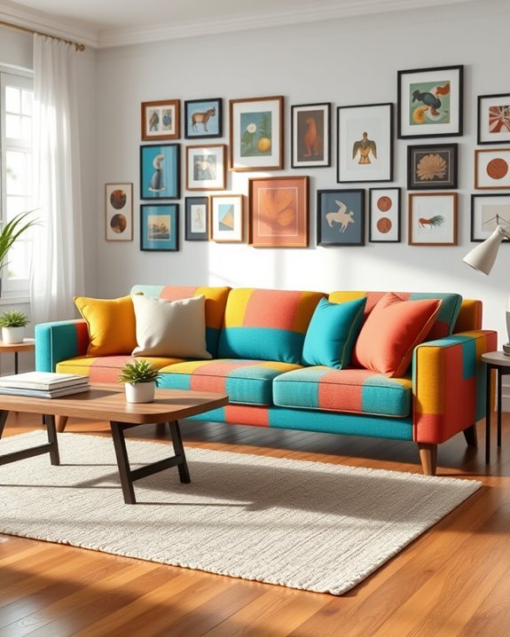 vibrant vintage sofa centerpiece