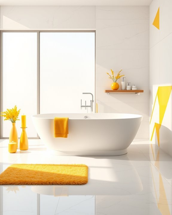 vibrant yellow bathroom accents