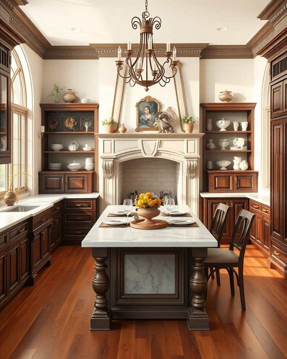 victorian kitchen fireplace charm