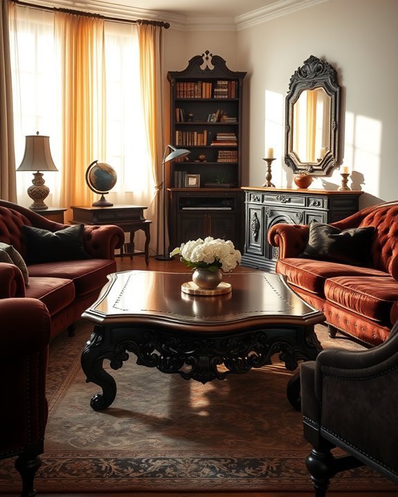 vintage dark wood accents