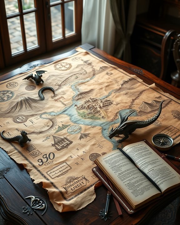 vintage dragon map decor