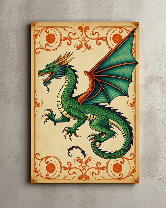 vintage dragon wall art
