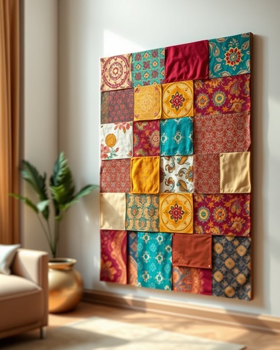 vintage fabric wall art