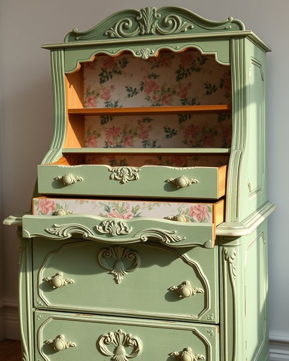 vintage floral dresser lining