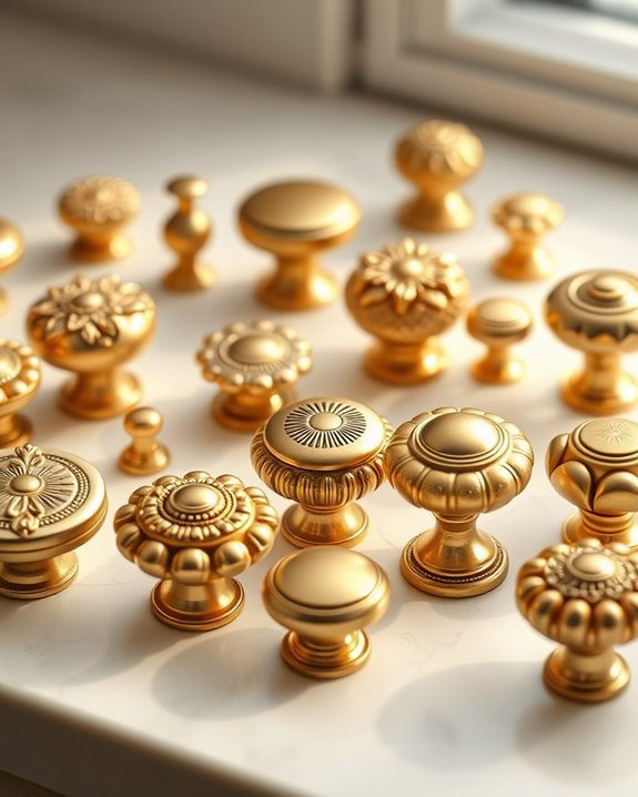 vintage gold cabinetry knobs