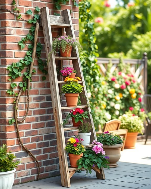 vintage ladder garden display