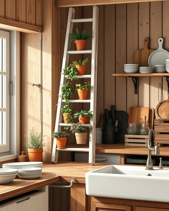 vintage ladder kitchen decor