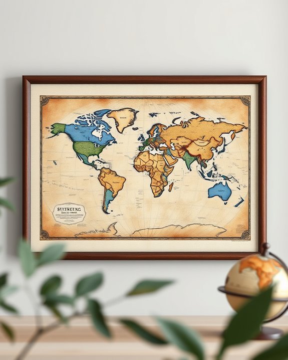 vintage map art decor