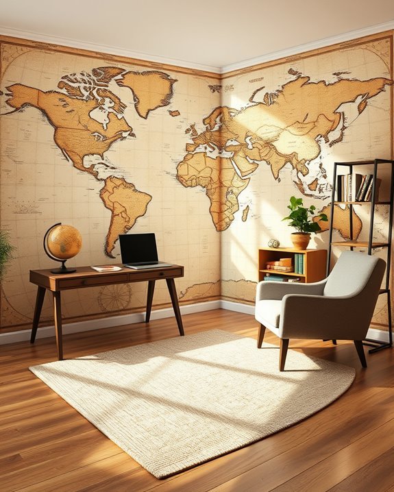vintage map wall decor