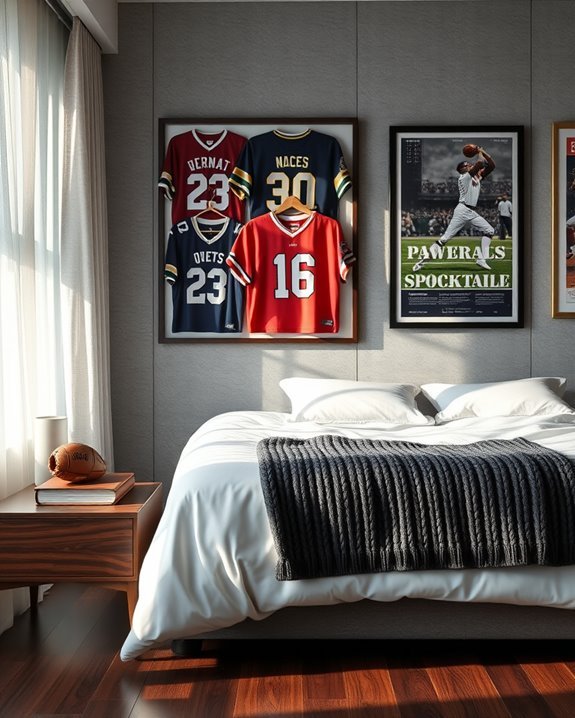 vintage sports memorabilia decor