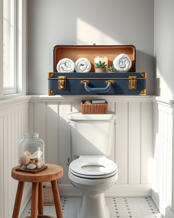 vintage suitcase bathroom storage