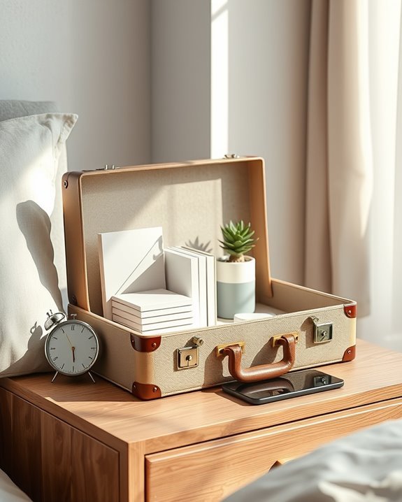 vintage suitcase bedside table
