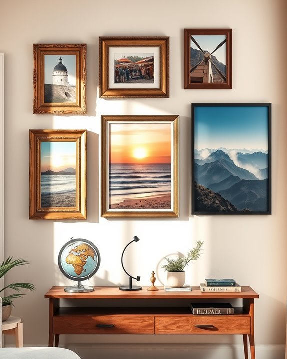 vintage travel photo display