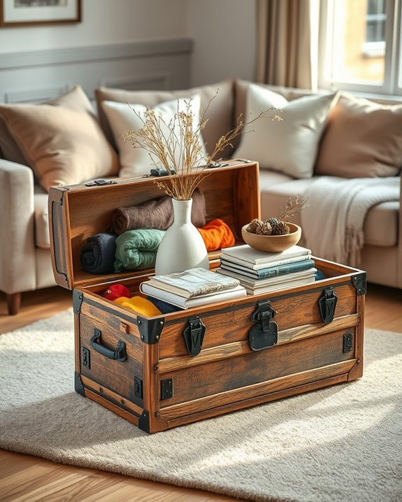 vintage trunk coffee table