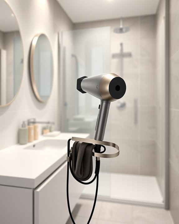 wall mounted hair dryer holder
