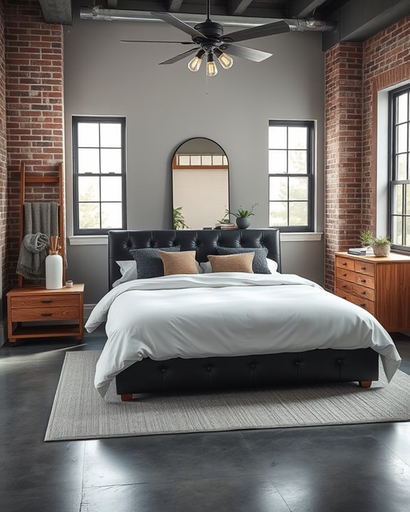 warm industrial bedroom aesthetic