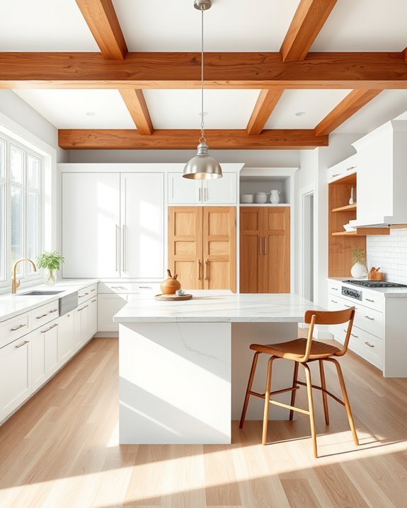 warm white kitchen contrasts